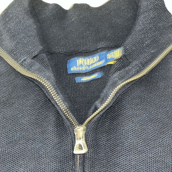 Polo by Ralph Lauren Size XL, 1/4 Zip Sweater 100% Pina Cotton, GUC. Navy Blue - Picture 13 of 15
